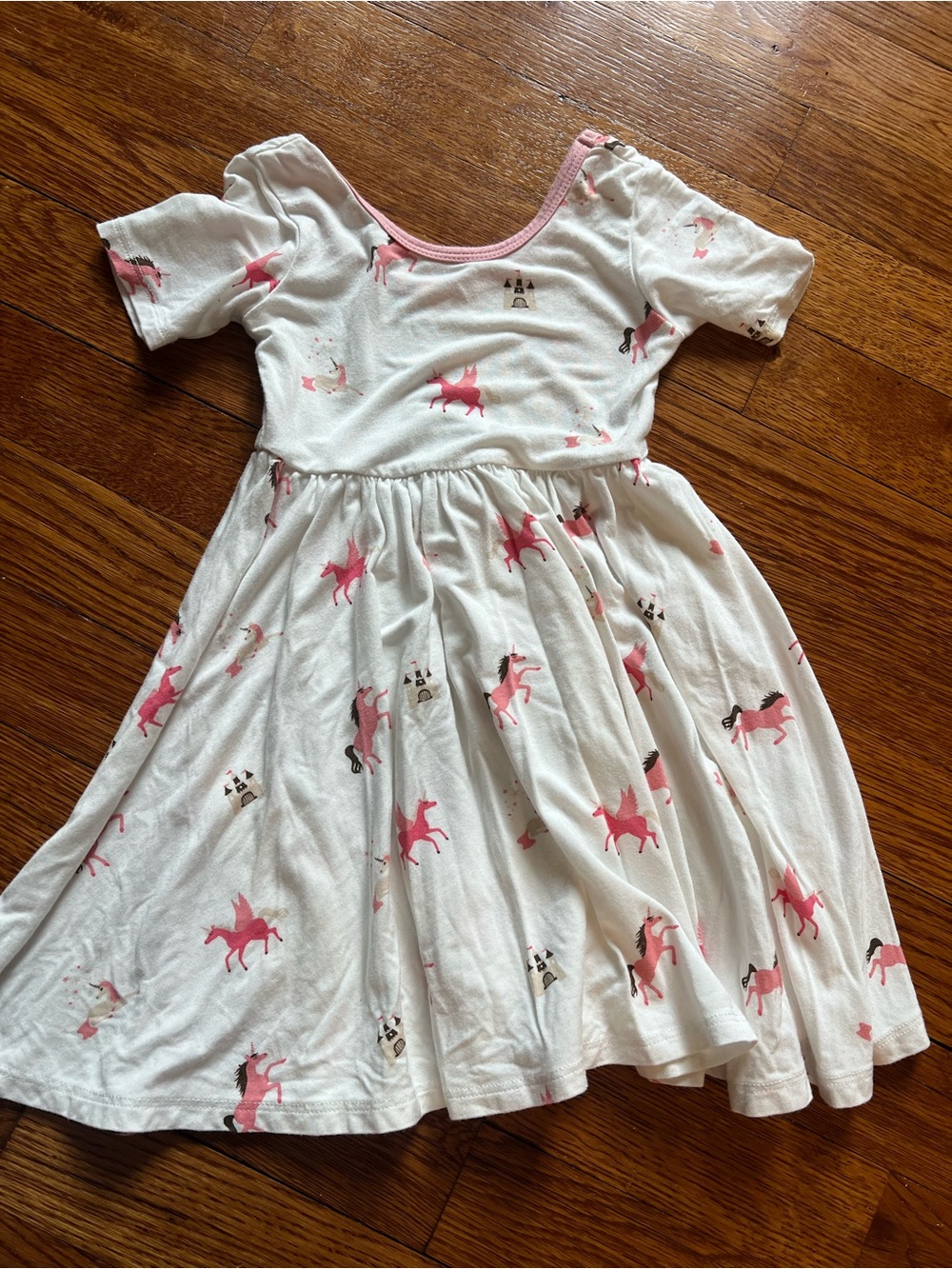 Kyte baby White & Pink Unicorn Twirl Dress